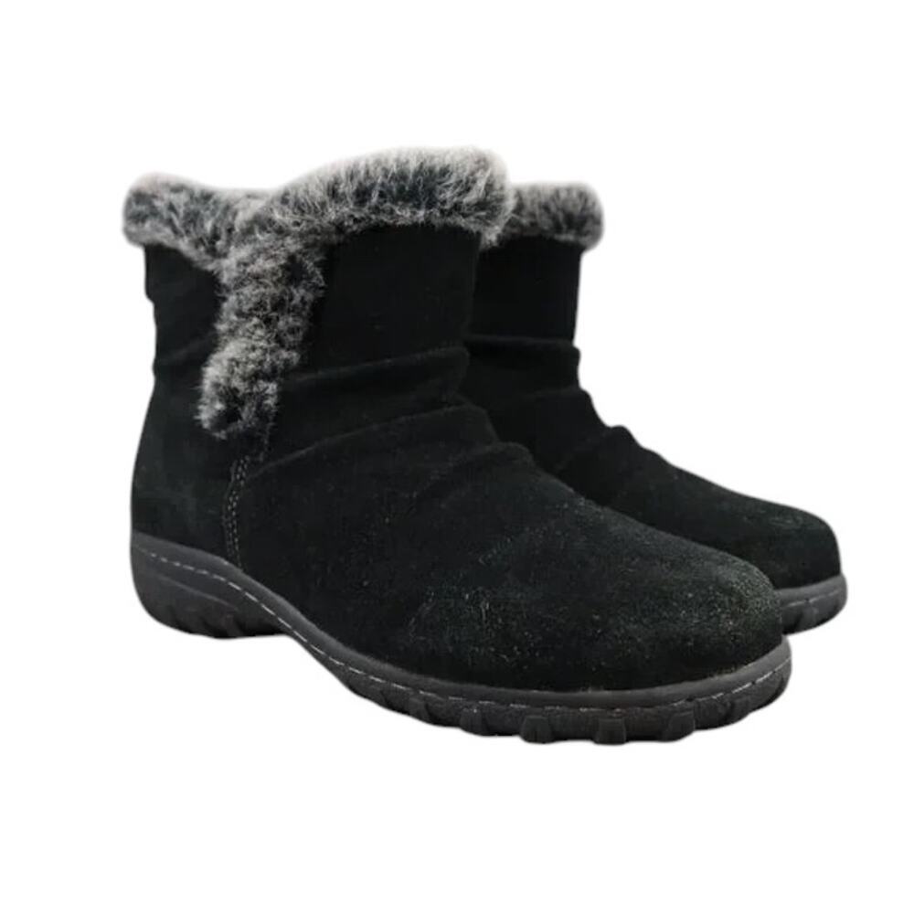 Khombu Shoes Womens 8 Boots Winter Leather Faux Fur Lisa Classic Comfort Black